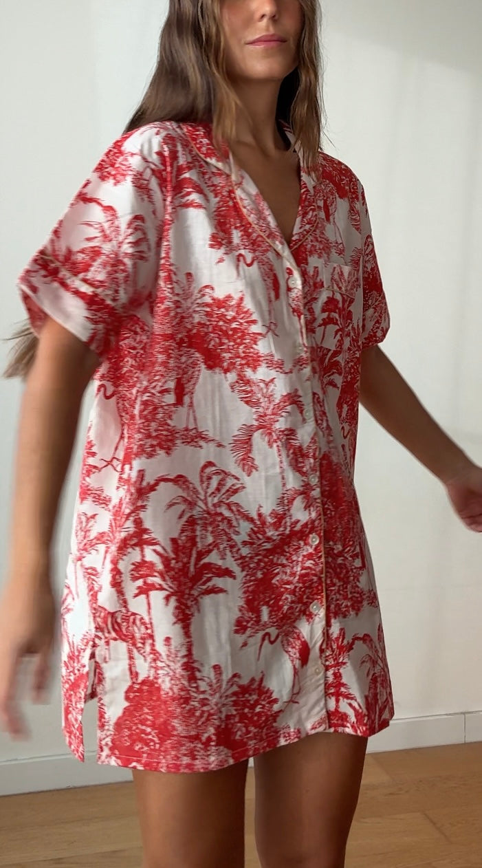 Long shirt - Red garden