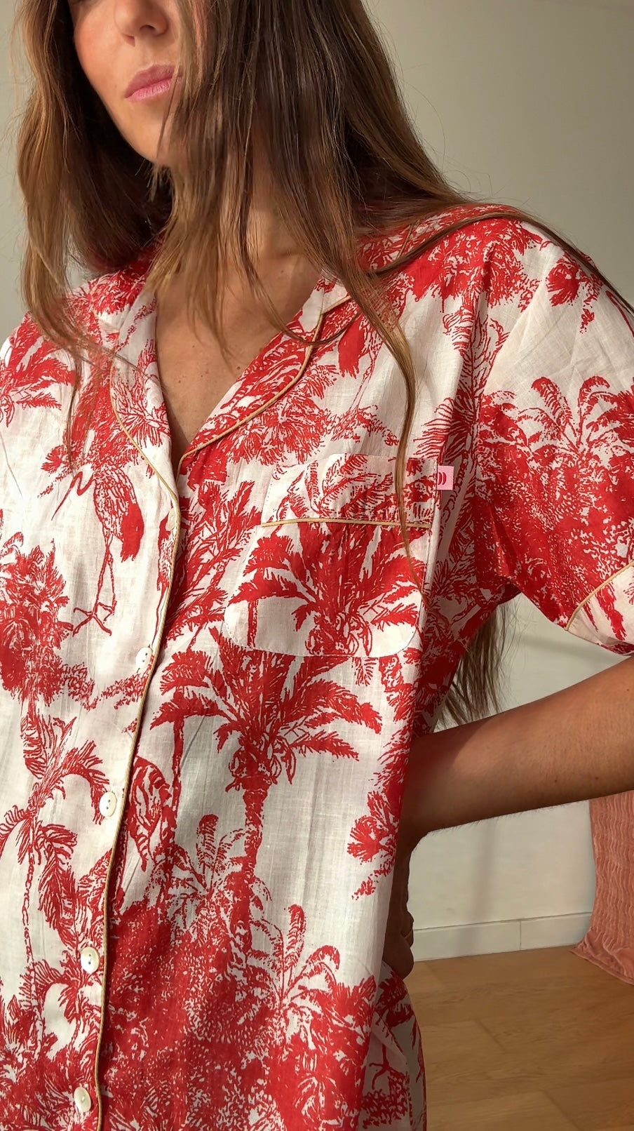 Long shirt - Red garden