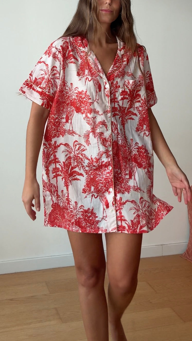 Long shirt - Red garden