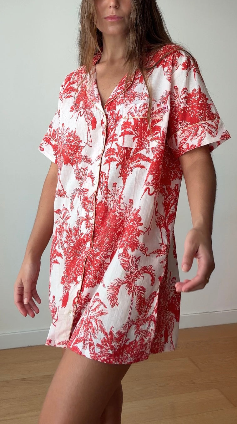 Long shirt - Red garden