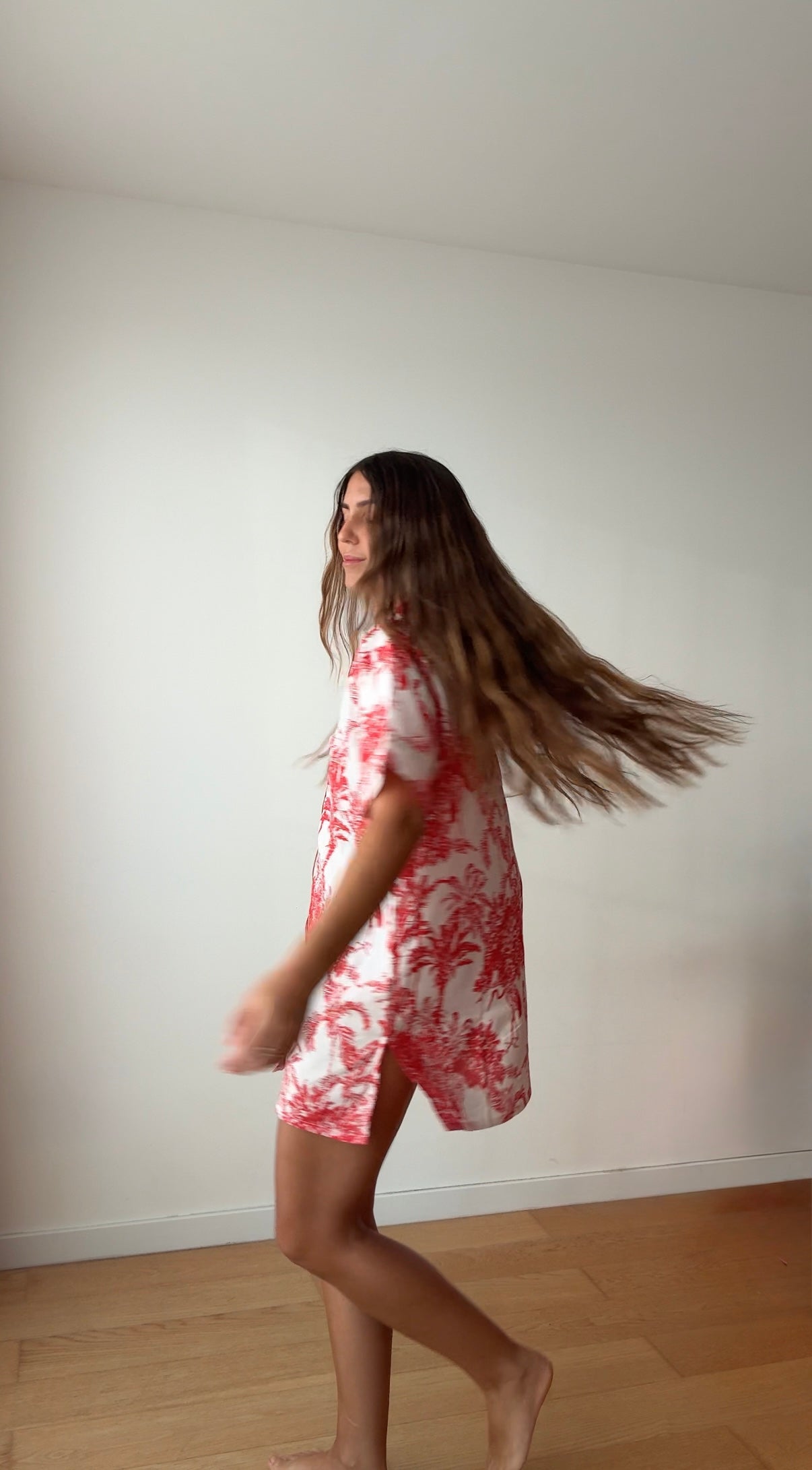 Long shirt - Red garden